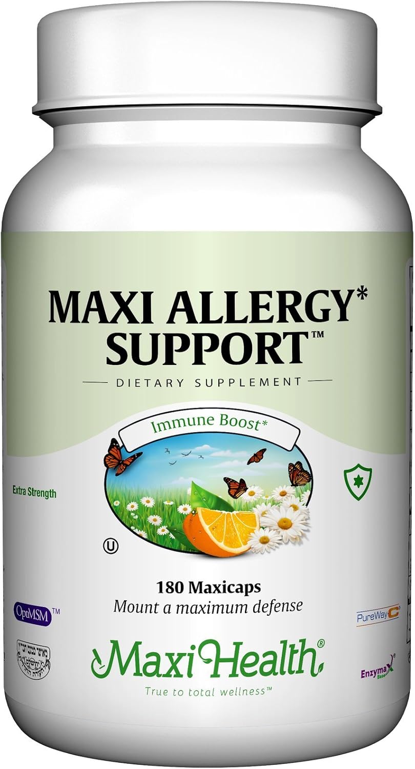 Maxi Health Allergy Support Vitamin C with MSM Sinus & Nasal Health, 180 Count