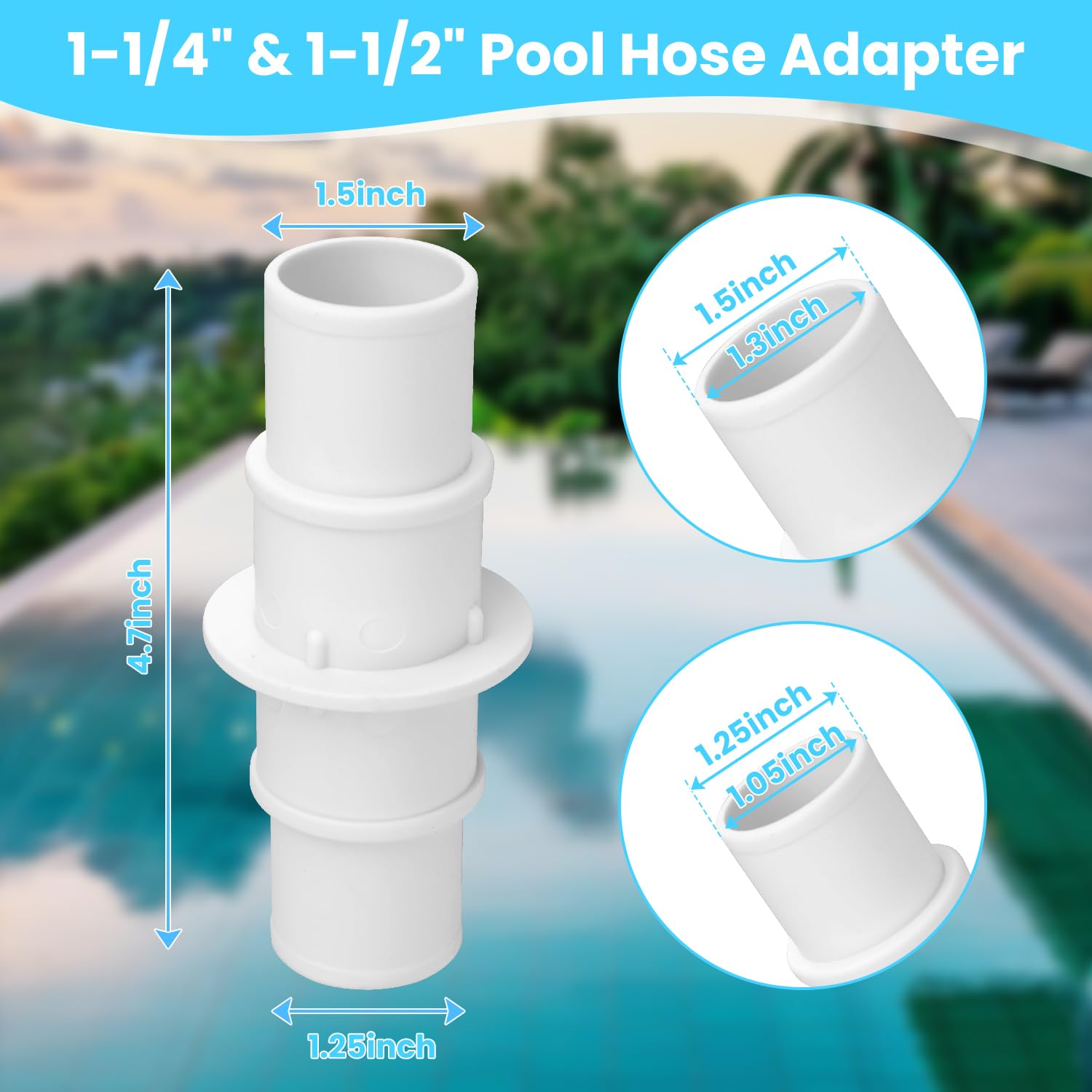 Snapklik.com : 2 Pack Pool Hose Adapter Connector, 1-1/4
