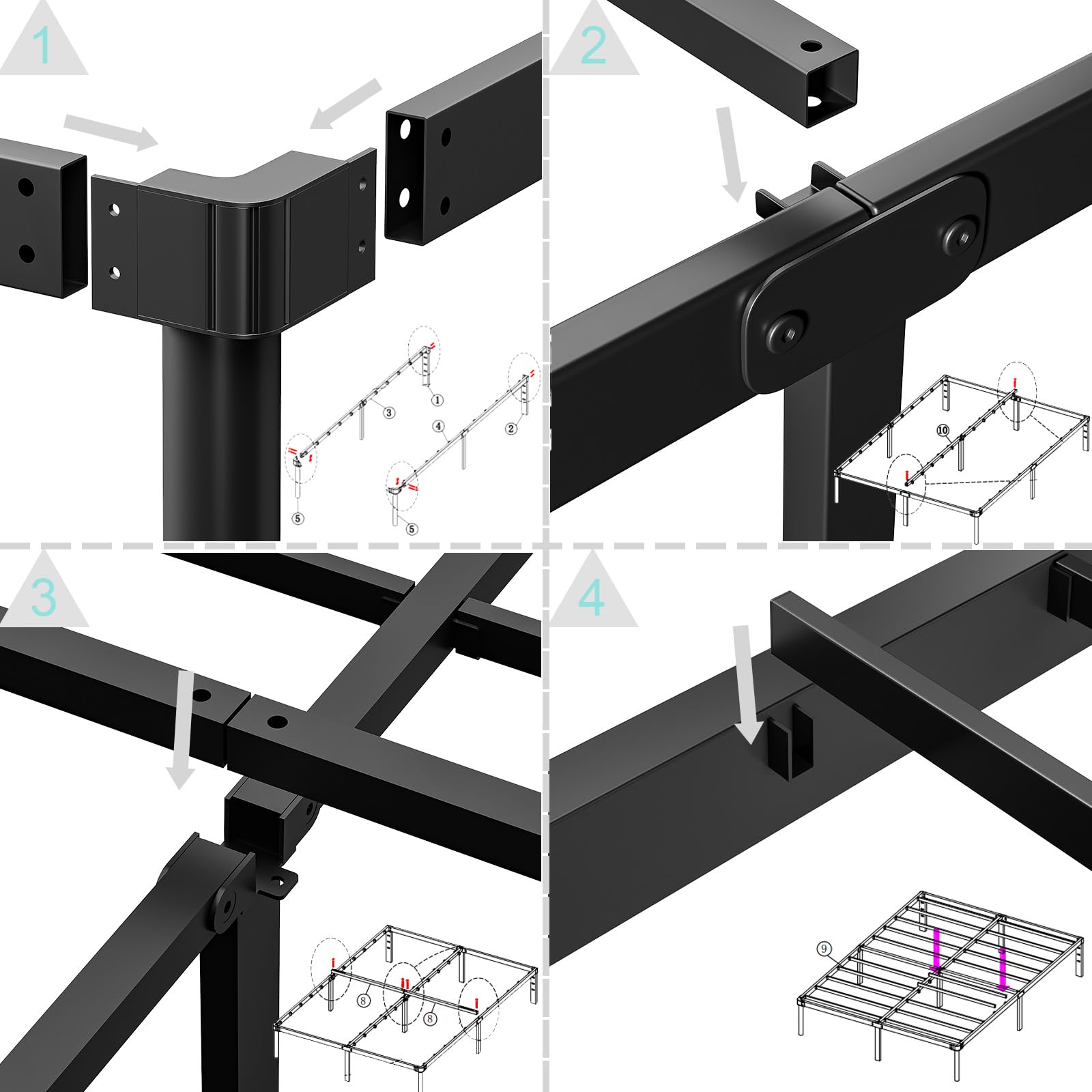 Viisari King Bed Frame 18 Inch Metal Bed Frame King Heavy Duty Platform King Size Bed Frame No Box Spring Needed Easy Assembly Noise Free Black 4005-18B