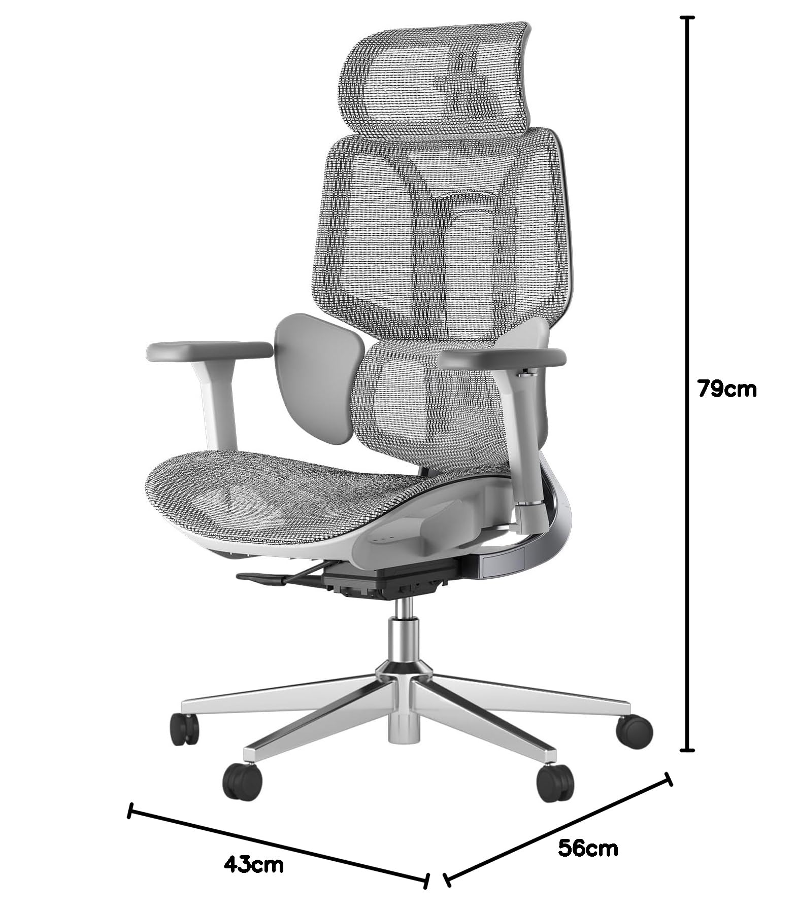 Hbada E3 Air Sedia Ufficio e Scrivania Ergonomica, con Supporto Lombare Dinamico a 3 Zone, Testiera Regolabile 3D, Braccioli Regolabili 3D, Grigio senza Poggiapiedi
