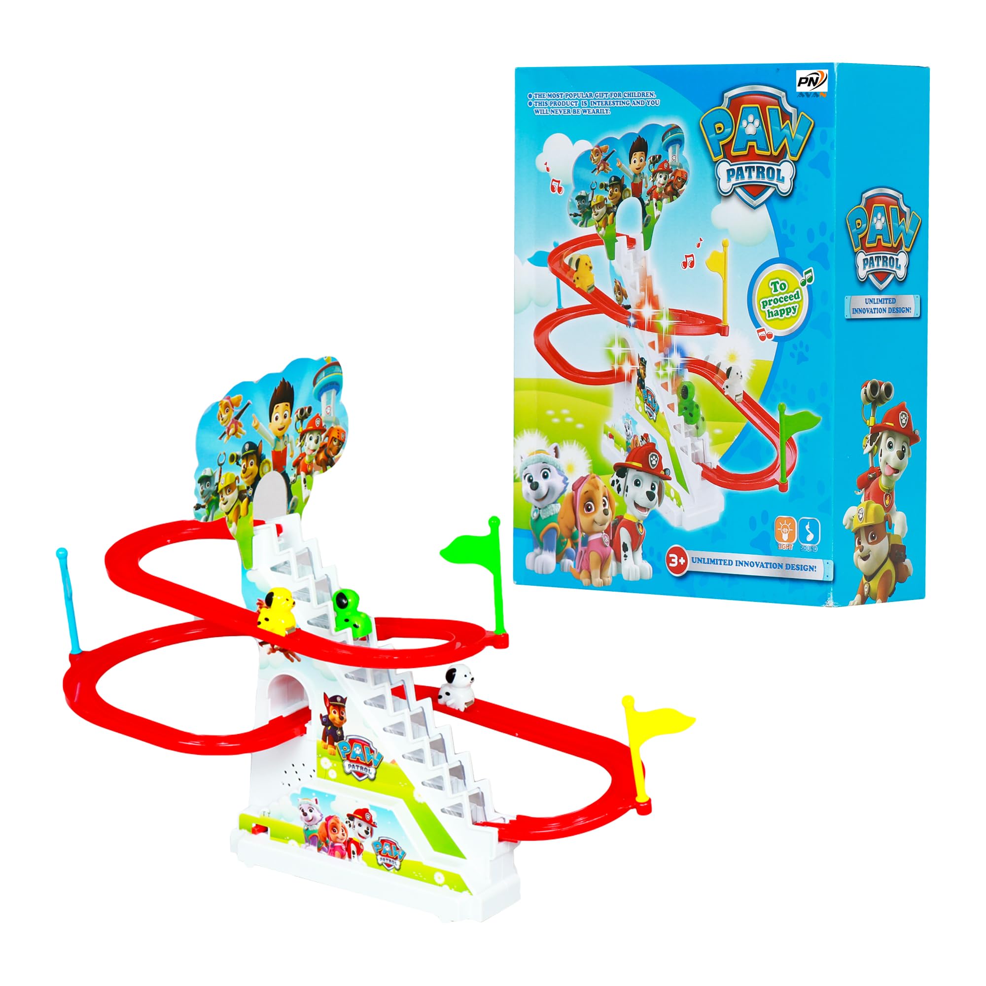 PN AVAN Track Racing Toys for Kids - Small Stair Climbing Toys for Kids, Escalator Toy with Lights and Music (Design 4) (B0DDDWLX3K) Amazon Price History, Amazon Price Tracker