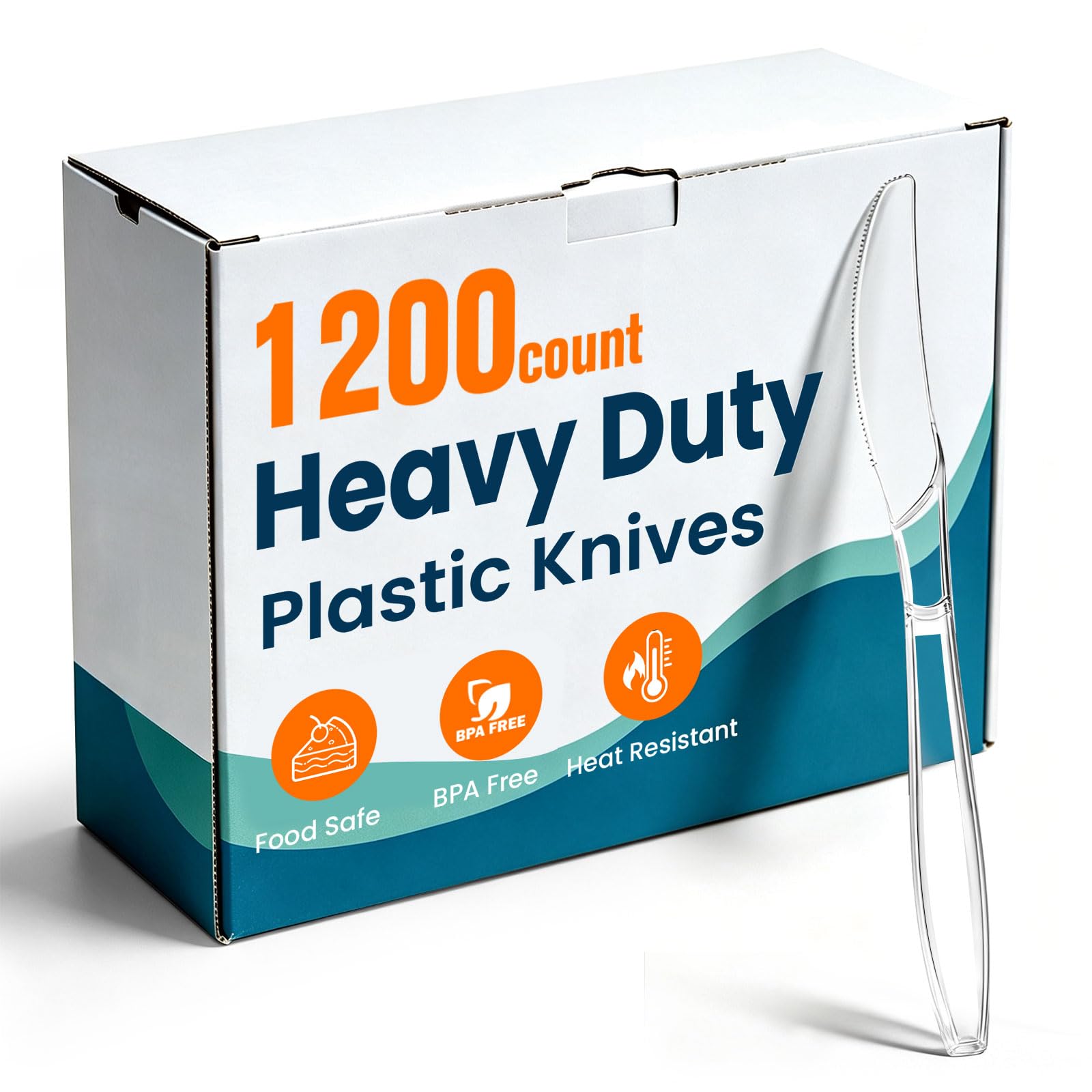 1200 Count Plastic Knives Heavy Duty, Clear Plastic Knives Disposable Bulk