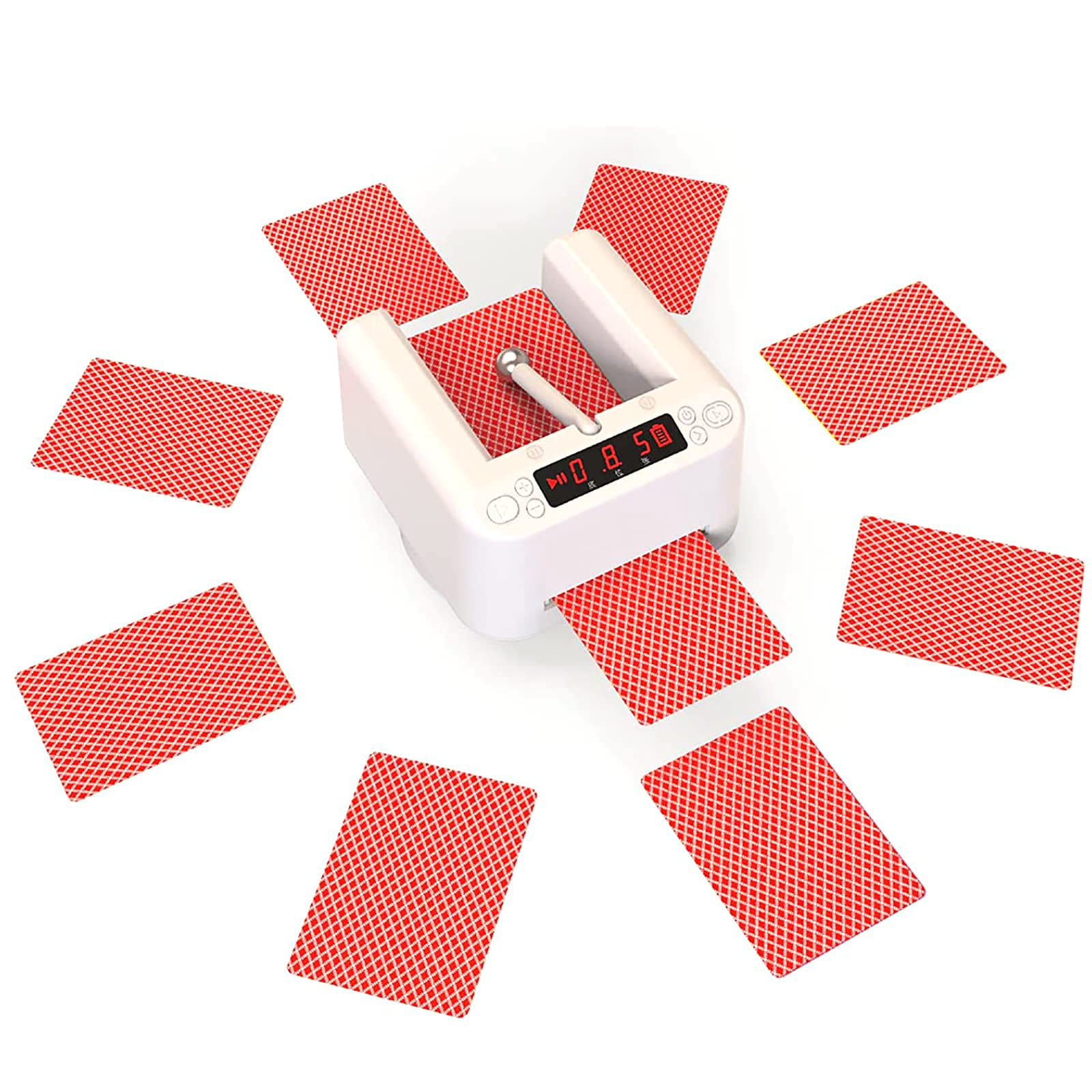 Repartidor automático de cartas de póquer, máquina de póquer robot con distribuidor de cartas totalmente automático con rotación de 360 ​​° con pantalla LED, barajador inteligente de cartas de póquer
