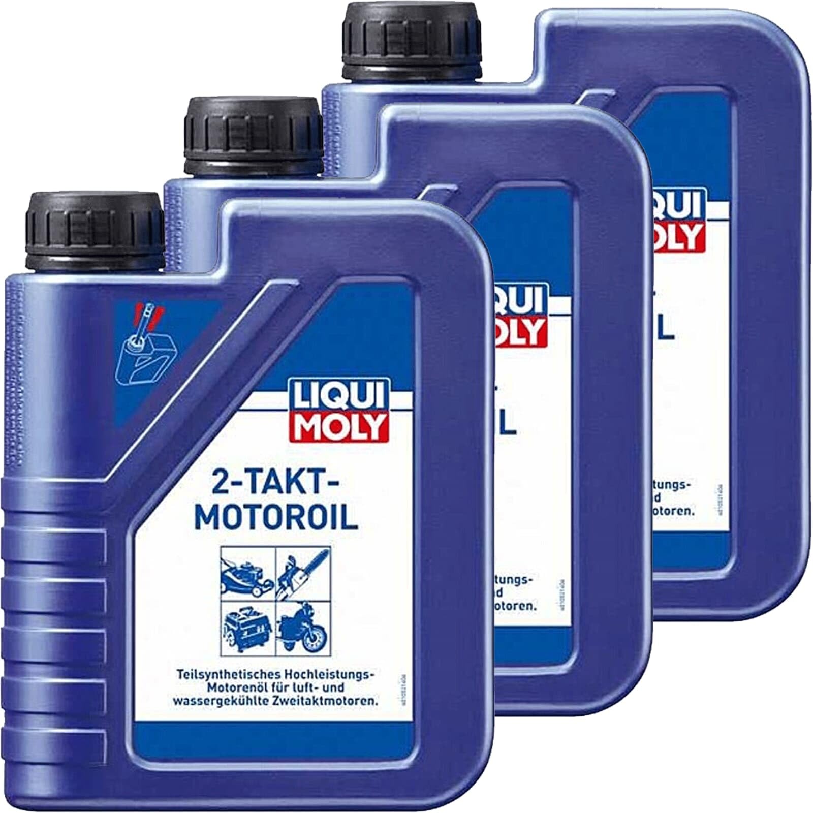 Aceite para motor de Liqui Moly 1052, para motor de 2 tiempos de cortacésped o motosierra, 3 unidades, 1 litro