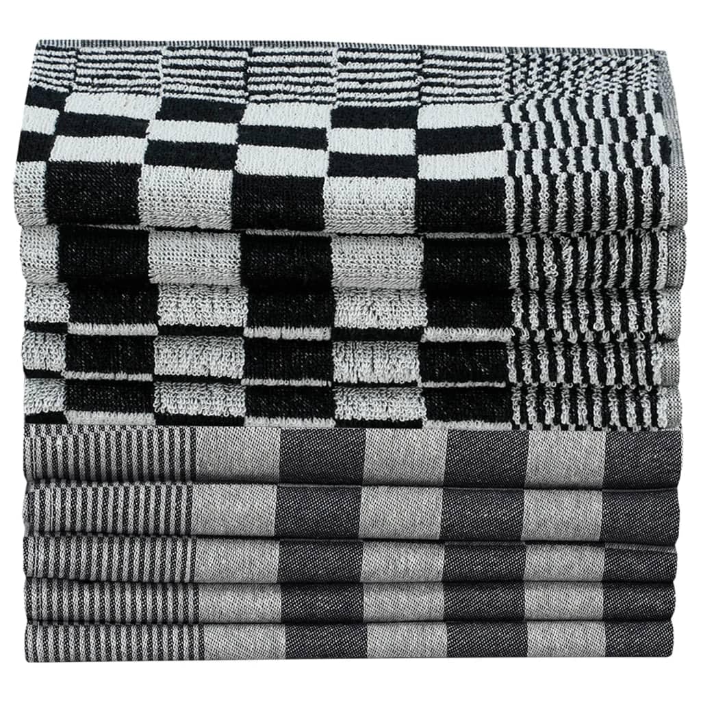 50-TLG Handtuch-Set Schwarz Weiß Baumwolle 25 Geschirrtücher 50x70 cm 25 Gästetücher 50x50 cm saugfähig weich pflegeleicht für Bad, Sauna, Strand, Wellness, Fitnessstudio, Hotel, Reise