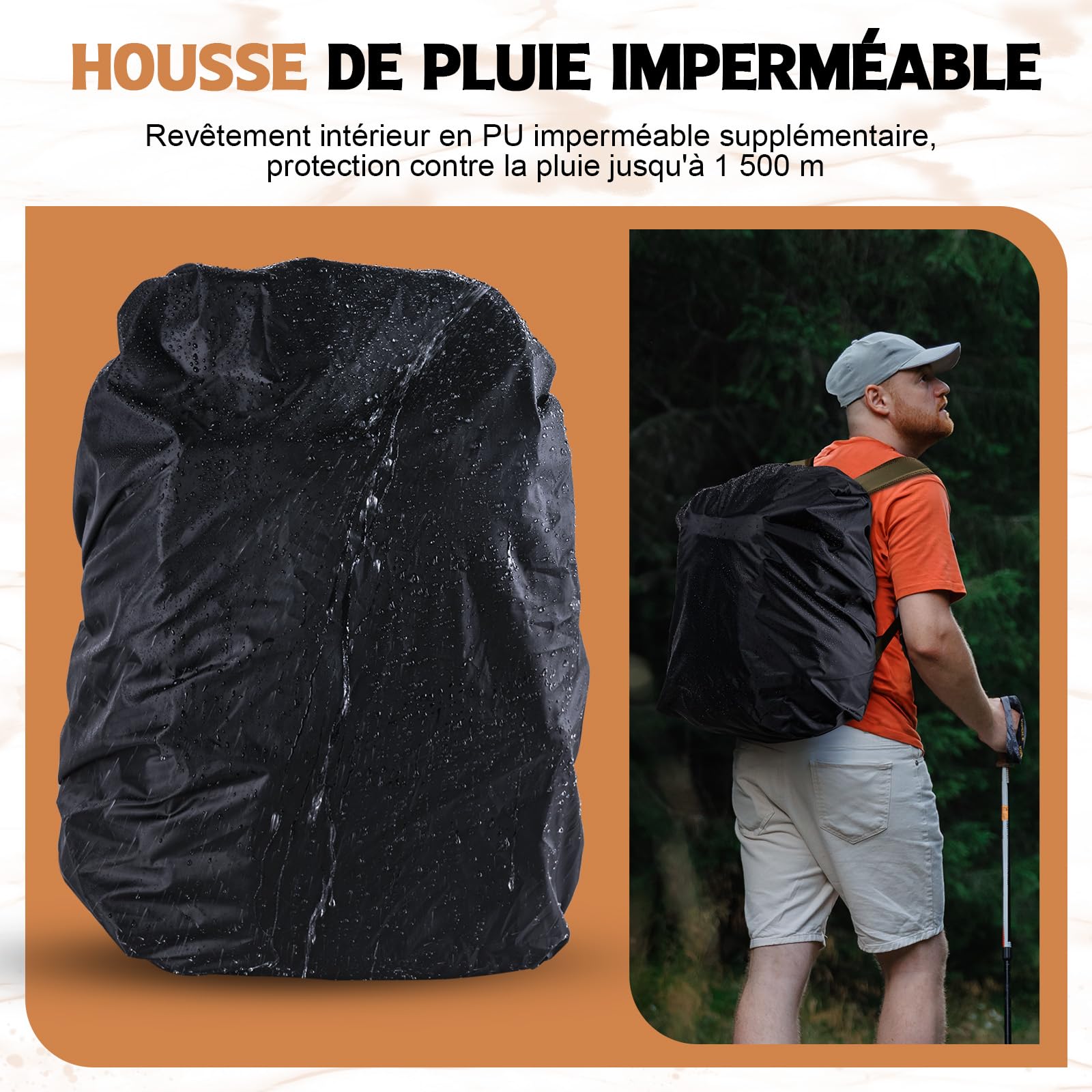 Goture 45 L Bolsa de pesca Espalda Flexible y resistente al agua, viene con dos soportes para cañas y una funda de lluvia con cuatro cajas de cebo y 8 bolsillos para cebo regalos de pesca para hombres