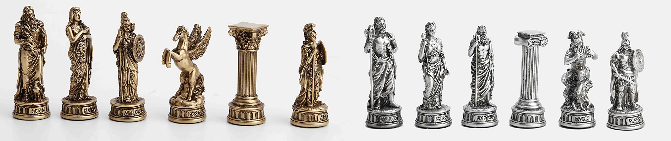 Veronese Design Statua di scacchi in resina dipinta a mano, 32 pezzi, divinità greca e romana