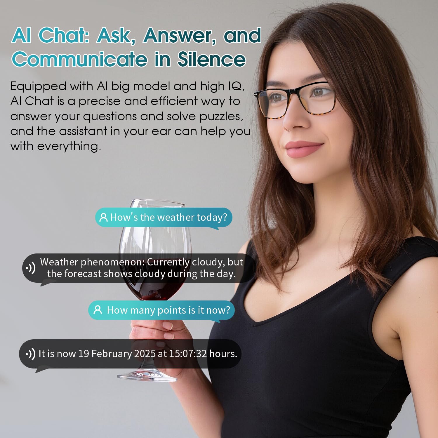 Occhiali intelligenti AI per uomini e donne, supporta oltre 160 lingue, traduzione in tempo reale tramite app, design audio open ear, lenti fotocromatiche, Bluetooth 6.0, occhiali da traduzione per