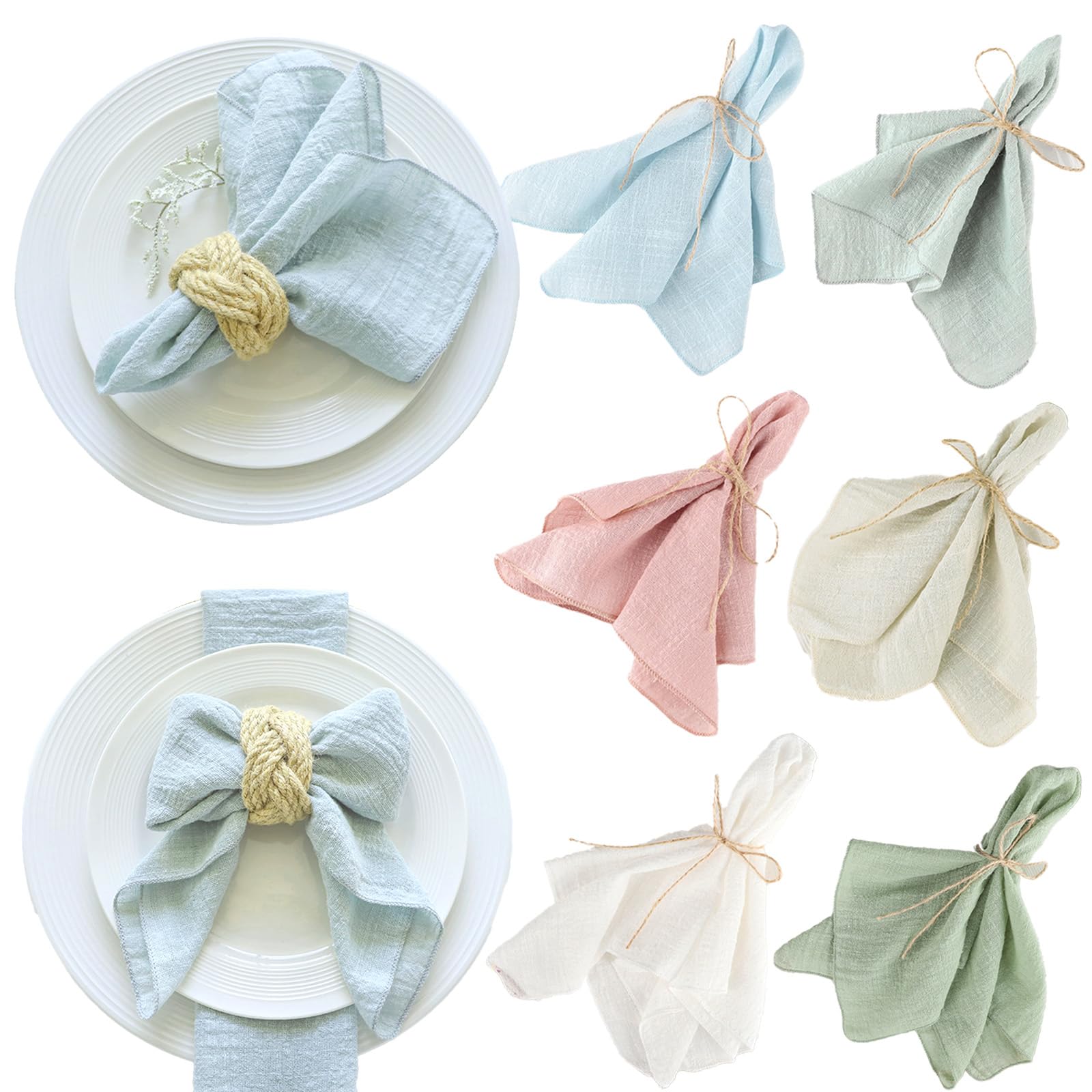 KASESSS Tovaglioli Di Stoffa Cotone Set 6 Pezzi 32x32 Cm - Tinta Unita Multicolore Per Tavola, Matrimoni E Decorazioni