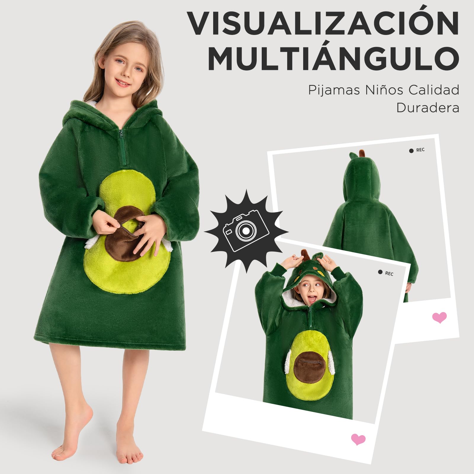 OLAOLA Sudadera con Capucha de Gran Tamaño para Niños, Manta de Forro Polar Sherpa con Mangas y Bolsillos, Suave Cálida y Acogedora Sudadera Manta para Niñas Niños