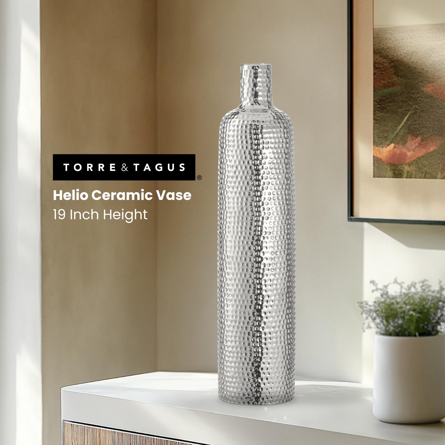 Amazon.co.jp: Torre & Tagus Helio 花用シルバー花瓶 - テクスチャー