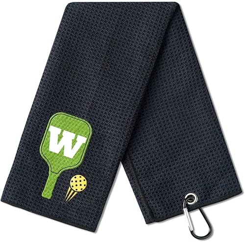 Miniatura 24 de Toalla de pickleball bordada, regalo divertido para los amantes del pickleball, toalla de microfibra de 16 x 24 pulgadas, inicial R