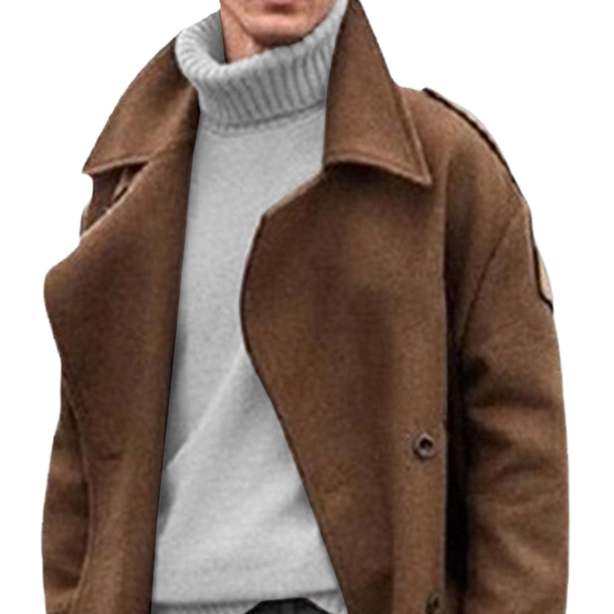 Trench lungo da uomo, monopetto, cappotto invernale da uomo, lunghezza al ginocchio, giacca calda, soprabito vintage con intaglio