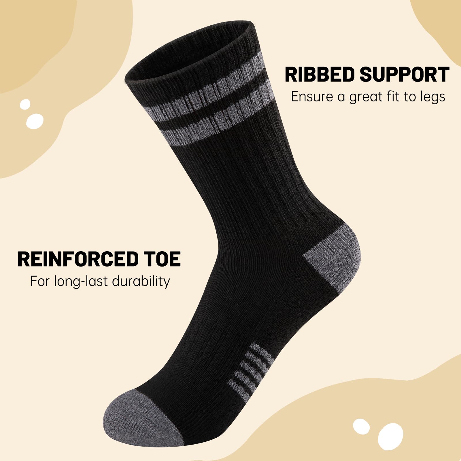 Comfoex 10 pares de calcetines deportivos largos para niños de 4 a 6, 6 a 8, 8 a 10 años, para deportes de pantorrilla, medio acolchado