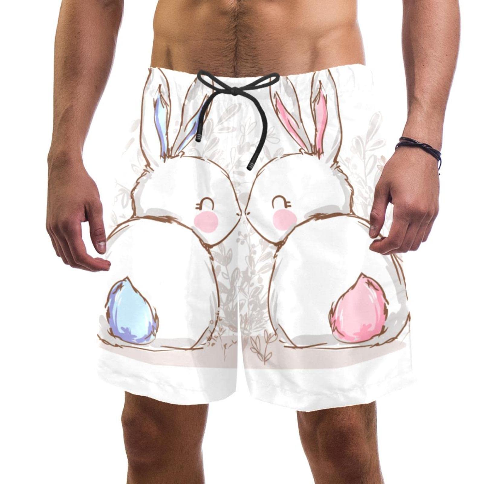 Maillots de Bain pour Hommes JDEZ : Short de Plage Lapins Mignons - 6