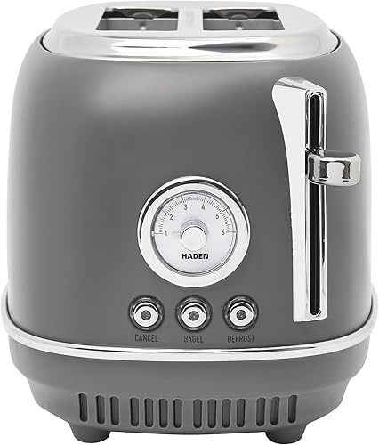 Miniatura 8 de Haden Chelsea - Tostadora de ranura ancha de 2 rebanadas con control de tostado ajustable, gris y cromado
