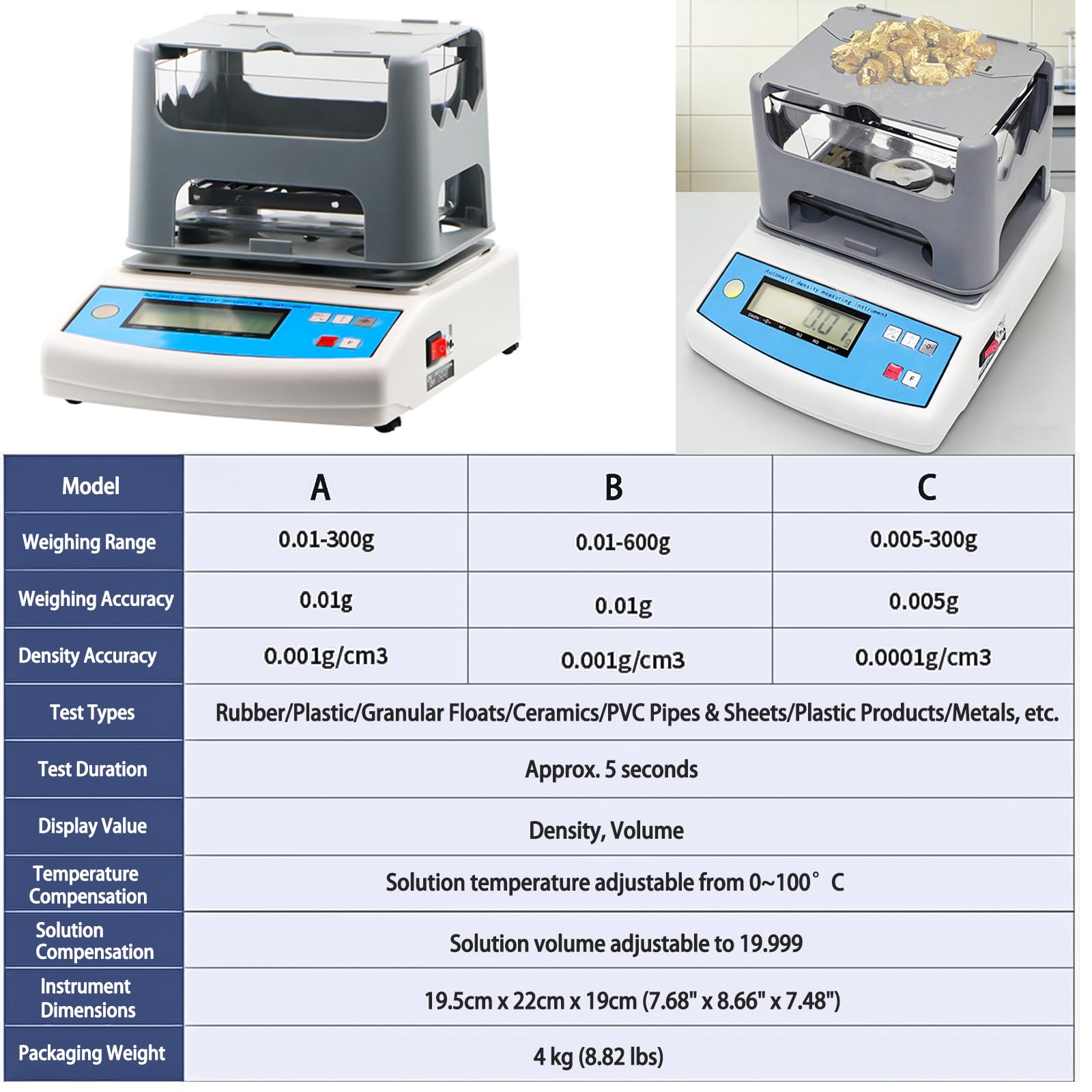Digitaler Goldreinheitstester – Edelmetall-Analysegerät | 300 g/600 g maximales Gewicht | genaue Karat- und Dichteprüfung für Schmuck, Münzen, Barren