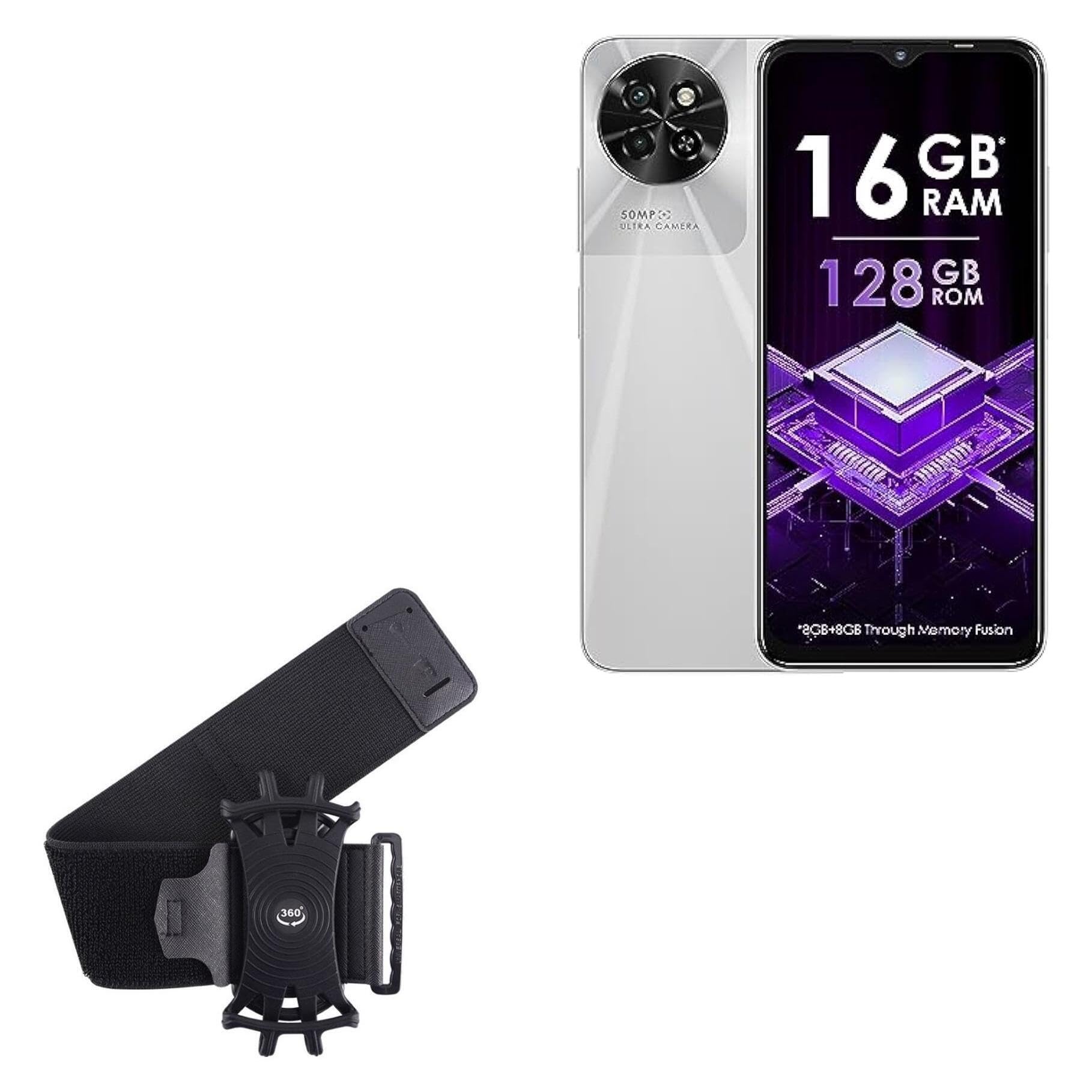 BoxWave Holster Compatible with itel S23+ - ActiveStretch Sport Armband, Adjustable Armband for Workout and Running - Jet Black