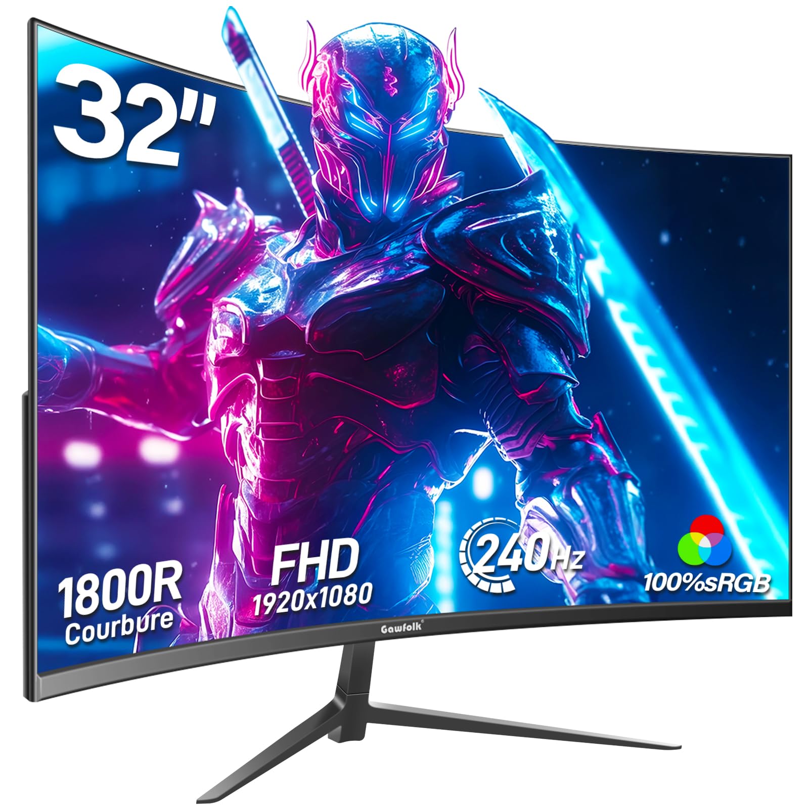 Sponsored Ad – 32 Inch Curved Gaming Monitor 240Hz, 1800R PC Monitor Full HD 1080P, Ultra-Thin Bezel, Freesync and Eye Care Technology, 100x100mm Wall-mounted