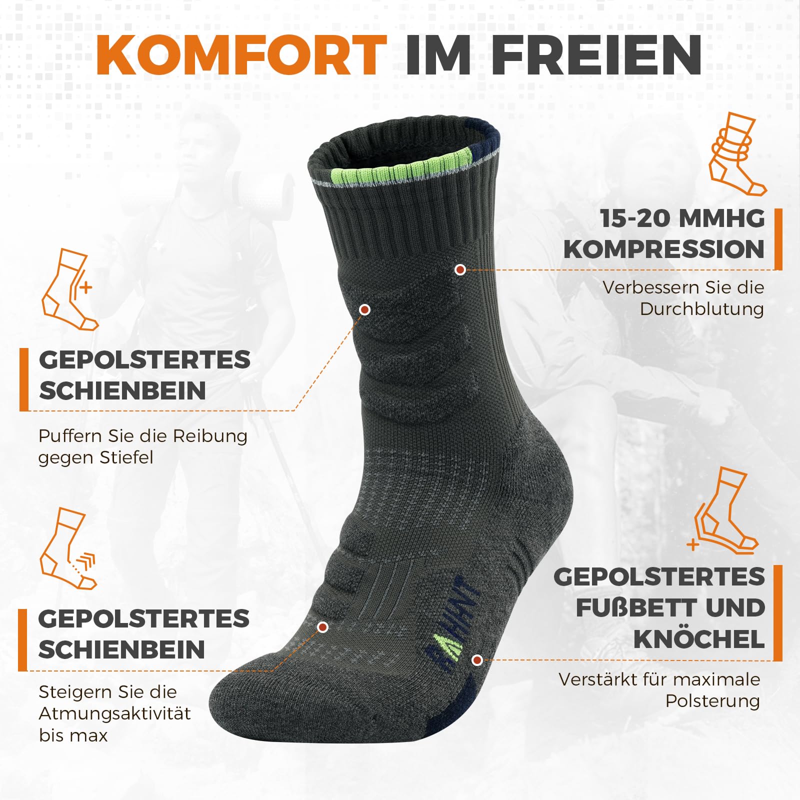 Rahhint 3 Paia Calzini da Trekking in Lana Merino Calze Termiche Calzini Inverno Calzini da Trekking per Donna e Uomo Taglia 31-52