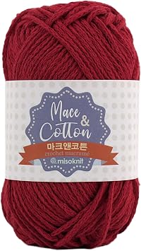 Macrame & Cotton Mini Size Hand Knitting Yarn Crochet Yarn 3.52oz. 105 Yards 3mm Thickness 70% Cotton, 30% Polyester