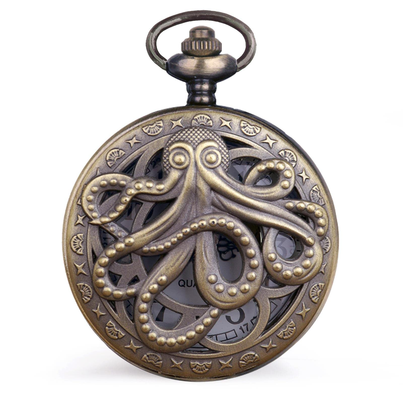 Orologio da Tasca al Quarzo Vintage in Metallo, Orologio con Ciondolo Nero Vintage al Quarzo for la Festa del papà con Collana a Catena Regalo for Bambini Uomini Donne