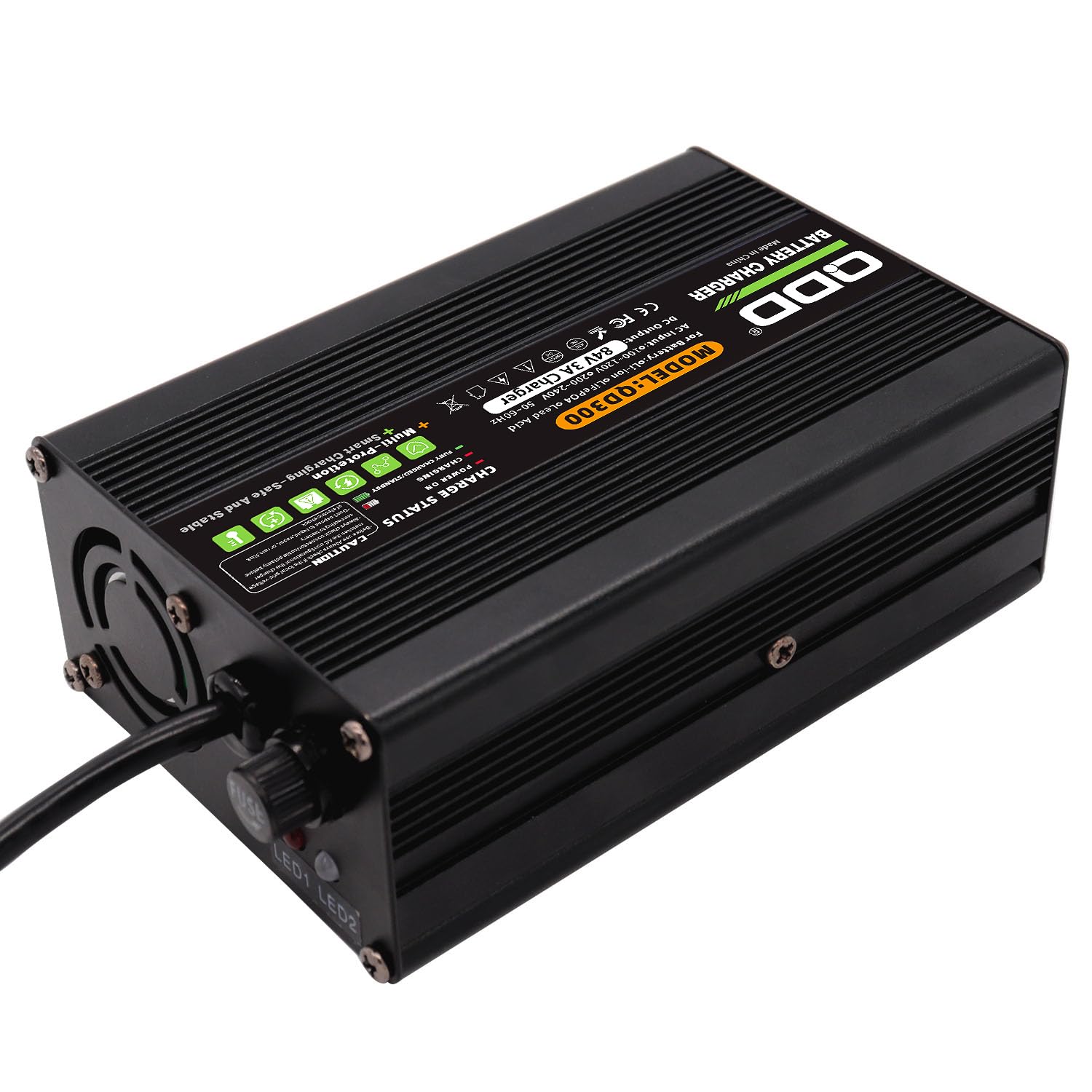 QDD 84 V 3 A Ladegerät 72 V Li-Ionen-Akku Smart-Ladegerät für 20 S 72 V Li-Ionen-Akku High Power mit Lüfter Aluminiumgehäuse