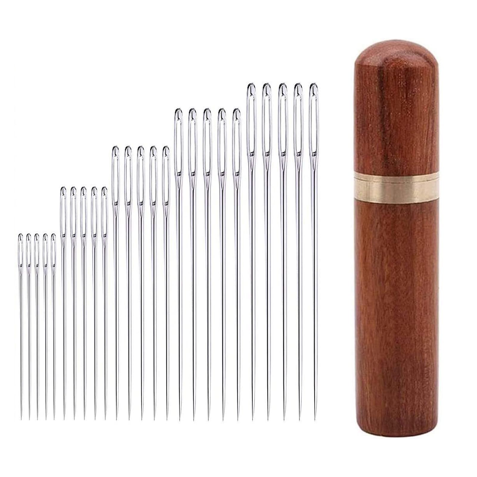 25 Pcs Steel Sewing Needles,Large Eye Hand Sewings Needles Sewing Sharp Needle,for Hand Sewing-Needles Yarn Knitting Embroidery-Needles Sharp Large-Eye Stainless-Steel Set (Silver)