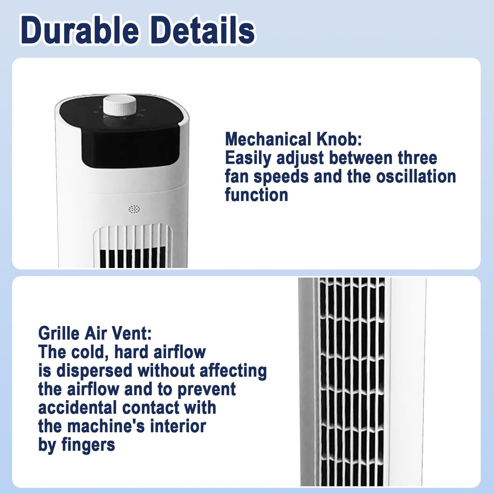Ventilador Torre Silencioso 45W, Ventilador Columna, 220V, Oscilación 90° | Ventilador Columna, Base Ancha 28cm, Perfil Delgado, Salida de Aire 58cm, Cable de Alimentación 120cm(90cm/35in)