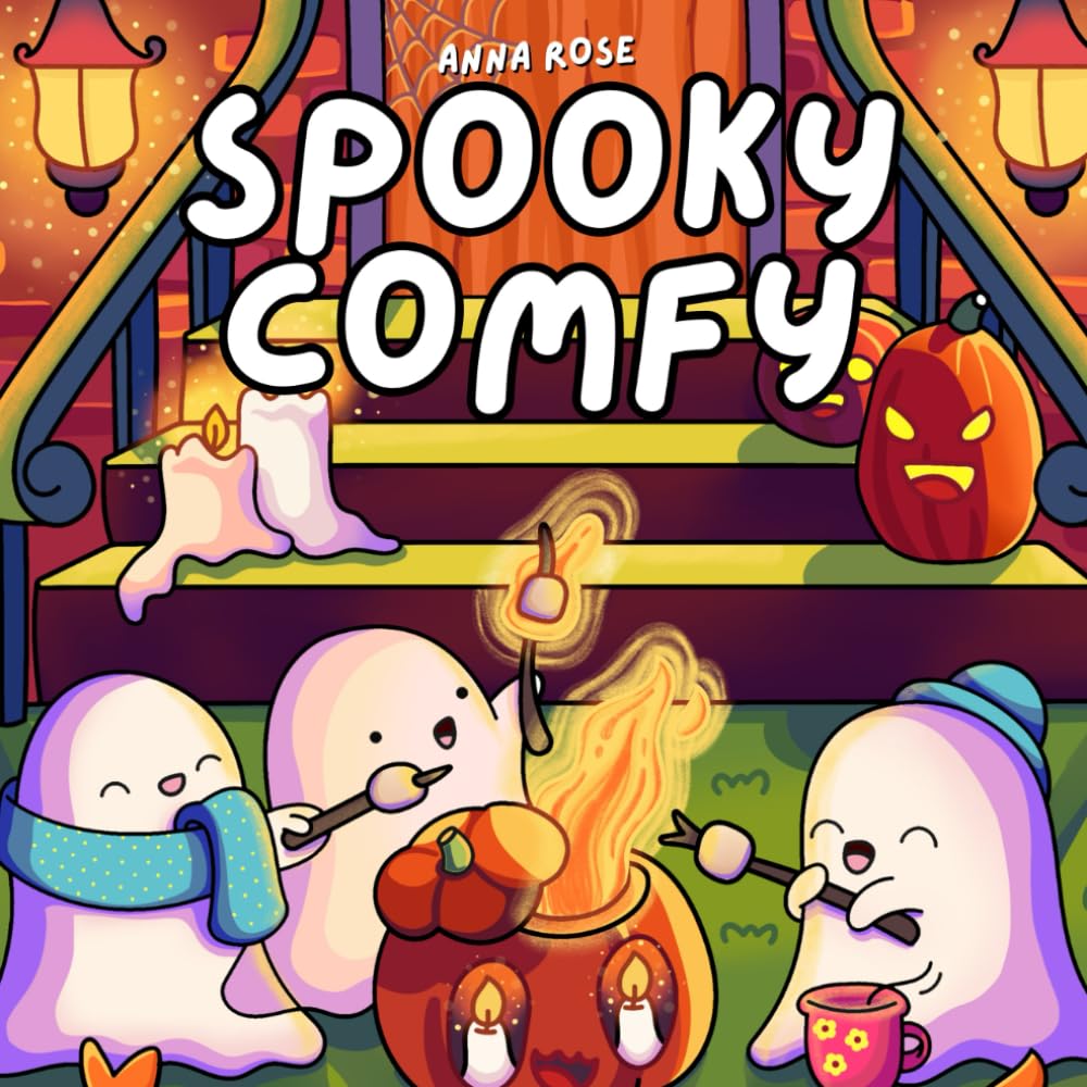 Spooky Comfy: Cute and Cozy Halloween Coloring Book for Adults, Teens and Kids