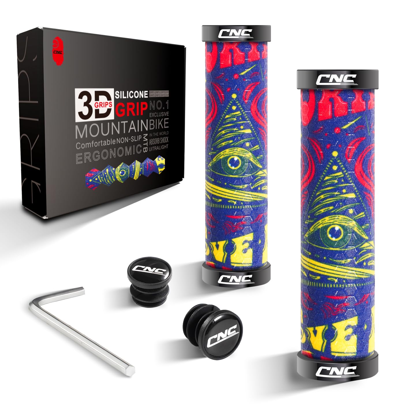 Manopole CNC per manubrio della bicicletta, impugnature in silicone MTB, impugnature in gel per mountain bike/BMX/bicicletta.