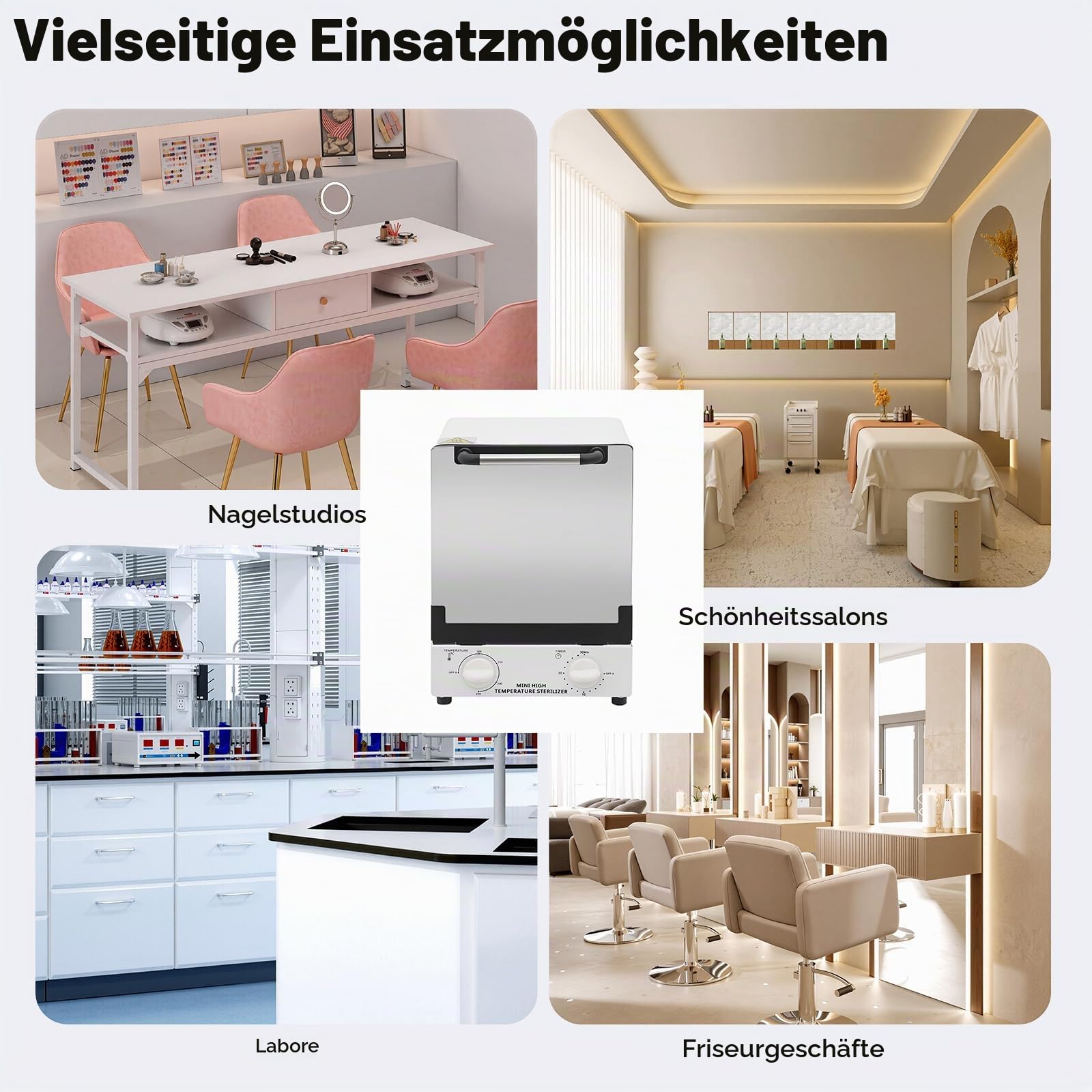 1000W Hochtemperatur-Sterilisator, 12L Heißluftsterilisator,250°C Infrarot Desinfektionsbox mit Timer,Trockene Hitze Sterilisator mit Tablett für Nagelwerkzeuge Kosmetikwerkzeuge Friseurwerkzeuge