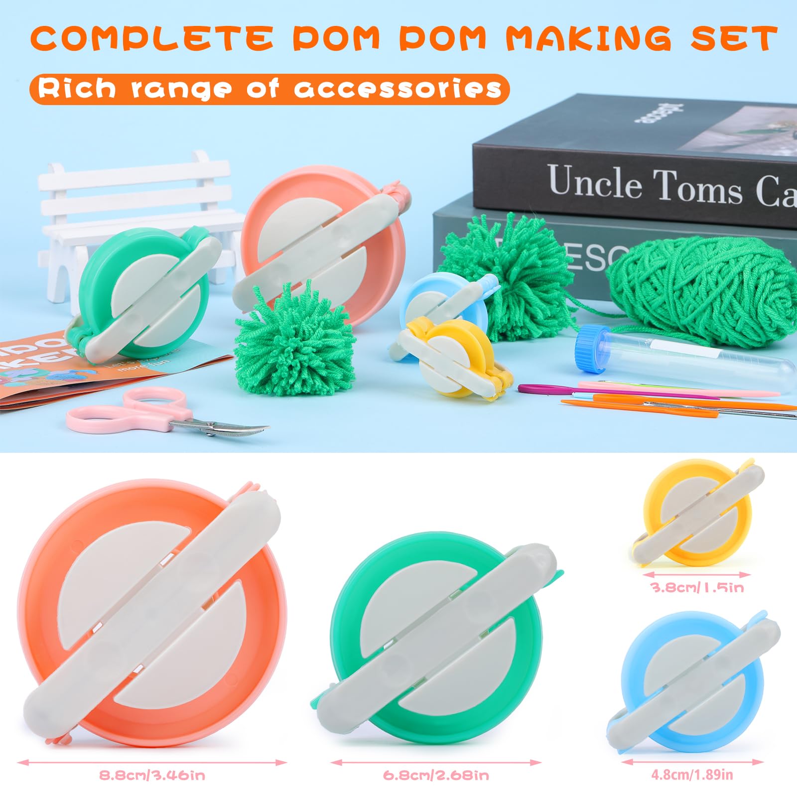 Amazon.com: FTEVEN 27Pcs Pom Pom Maker, 4 Size Pompom Maker Kit