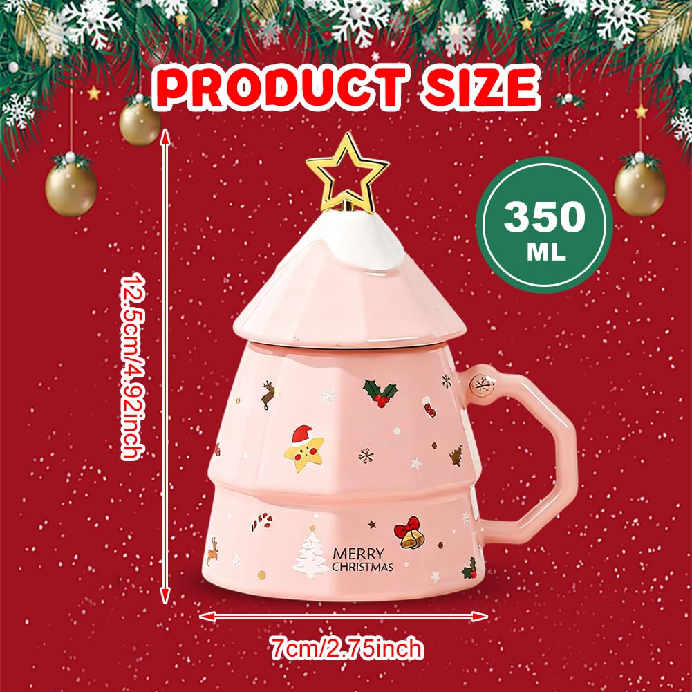 Kerst Kat Mok | Kat Koffiekop | Keramische Winter | Nieuwigheid Kerst | Vakantie | 350 ml Koffiemokken voor Familie Kinderen Vrienden Collega's