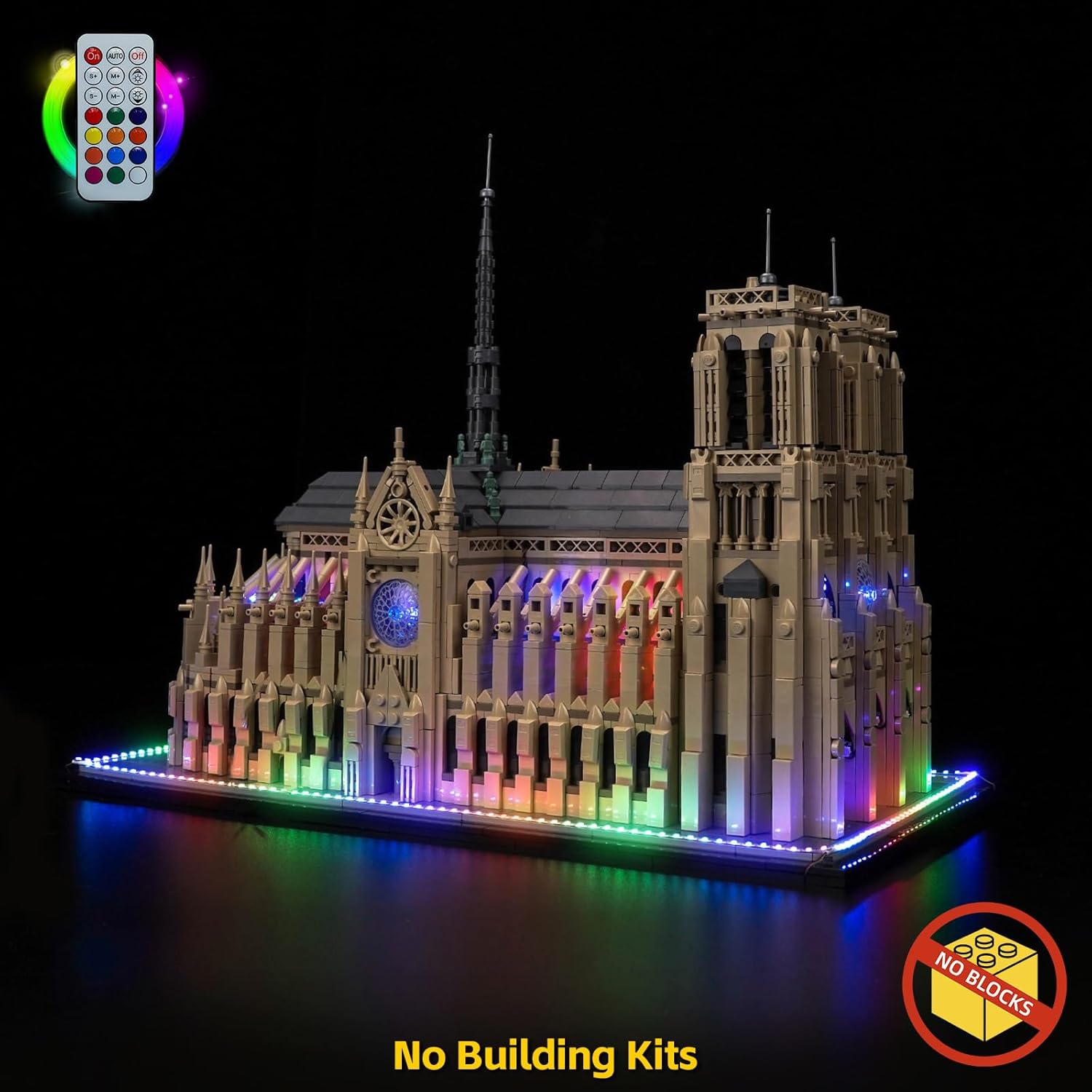 BrickBling LED Lighting Compatible with Lego Architecture Notre-Dame de Paris 21061- Lights Only, No Building (Colorful Version)