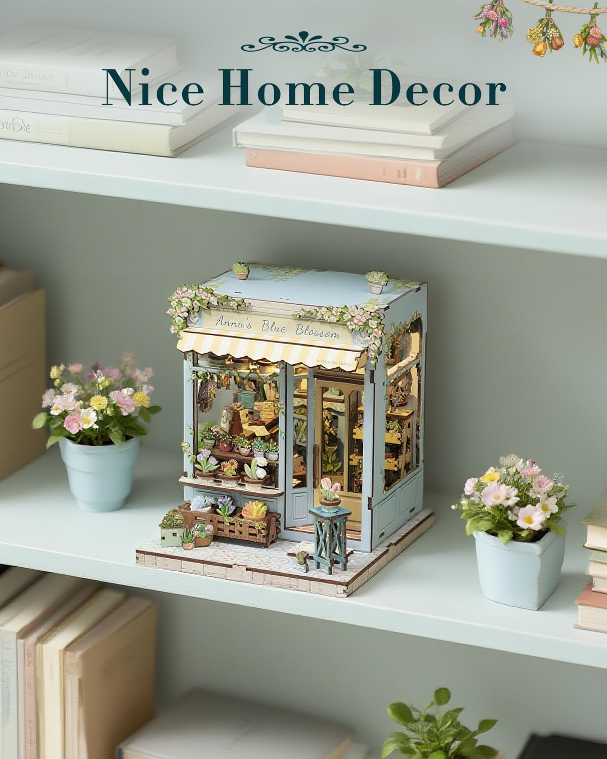 Cutefun Book Nook Kit - Case delle bambole con Luci LED per Adulti, Modello Creativo Casa delle Bambole - Set Decorativo per Scaffali con Inserti, Appassionati di e Collezionisti