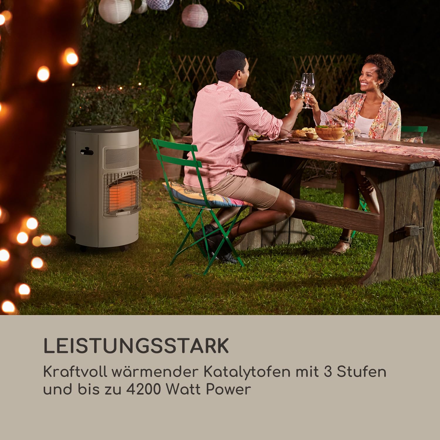 blumfeldt Bonaparte Gasheizung - Gasofen mit 3 Leistungsstufen 1600, 2600 und 4200 Watt, Katalytofen für Gasflaschentyp: 5kg bis 15kg, integrierter Piezozünder, Infrarot-Keramikbrenner, weiß