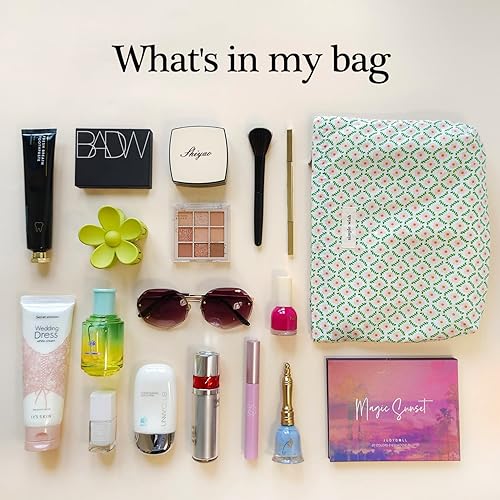 Miniatura 3 de STARDW Bolsas de cosméticos de flores para mujeres y niñas, bolsa de maquillaje de viaje, bolsa de maquillaje de lona de gran capacidad, bolsa