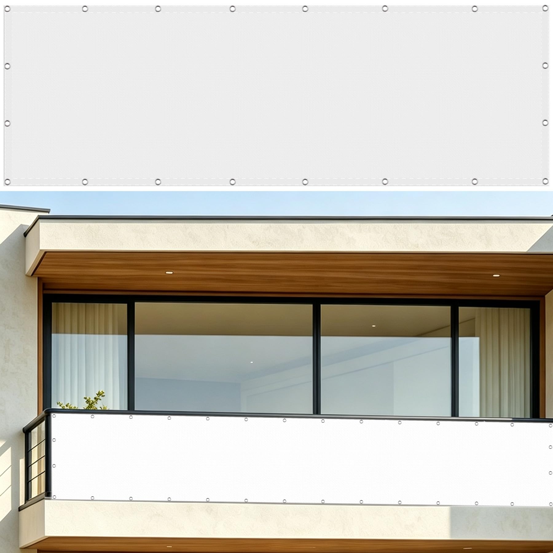 Fence Screening 1.2 x 3 m UV Protection, Sunshade, Weatherproof Windproof, Waterproof, Tear-Proof Windbreak Net Fence with Cable Ties and Rope for Balcony Porch, White