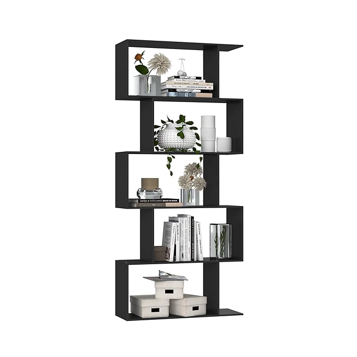 Buy Yusong 5Tier Geometric Bookcase, Narrow Tall Etagere Bookshelf