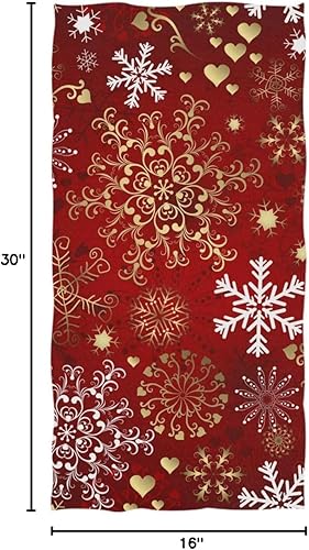 Miniatura 6 de Pfrewn Toallas de mano de copos de nieve de Navidad de 16 x 30 pulgadas, toalla de baño de corazones dulces, ultra suave, altamente absorbente,