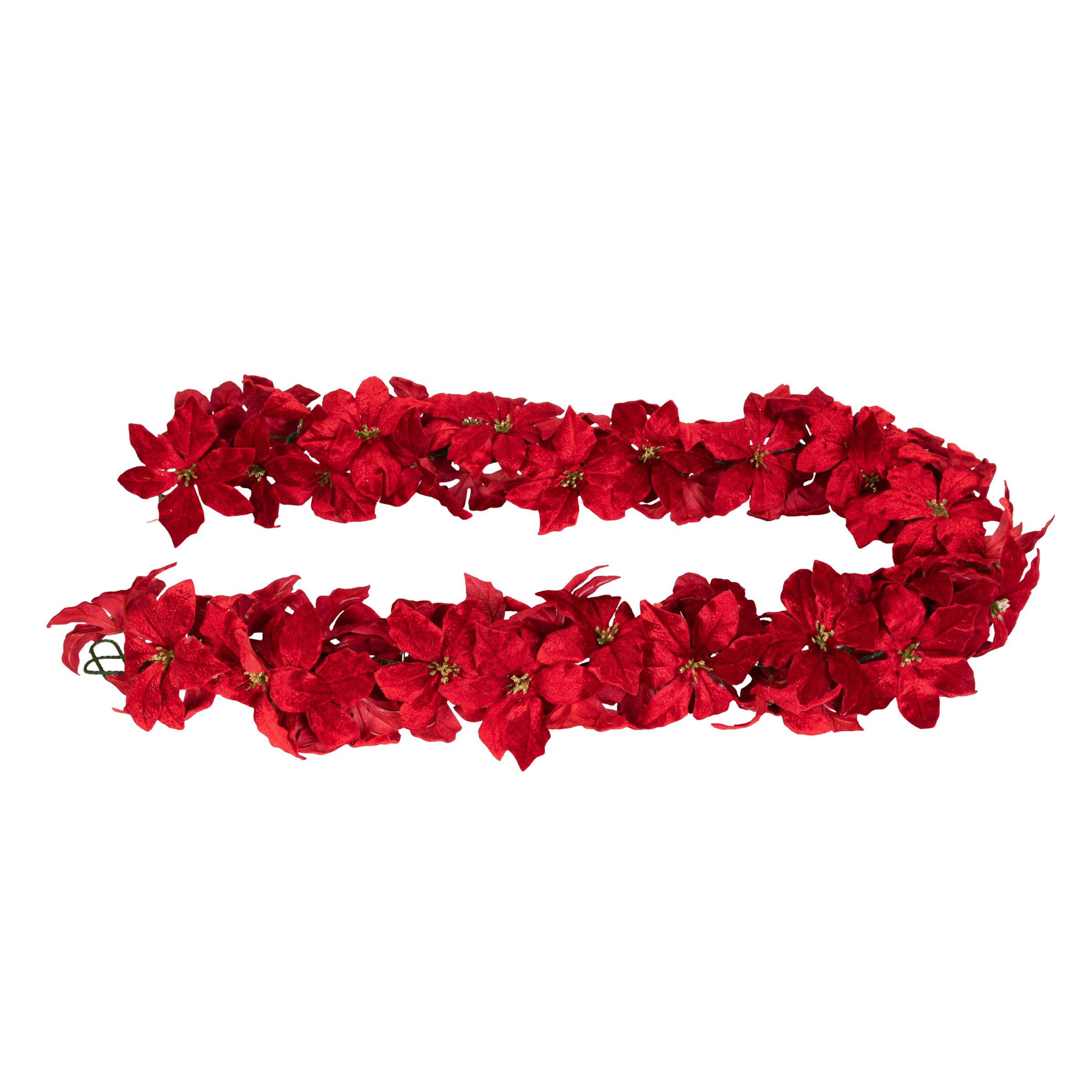 Künstliche Premium Weihnachtssterngirlande 160cm rot Ø14cm mit 62 Blüten DP