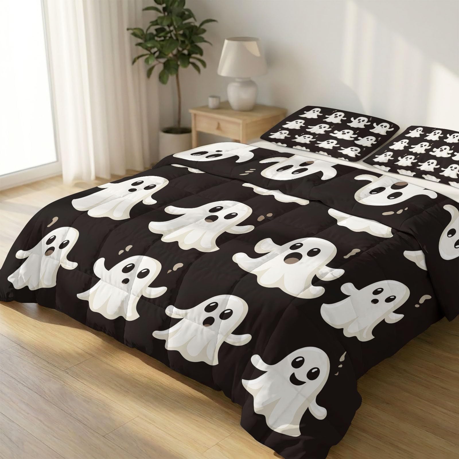Generisch Edredón suave negro sin funda de 135 x 200 cm, hipoalergénico, ligero, estilo de dibujos animados, edredón infantil, lavable, manta reversible para cama, niños, niñas, adolescentes