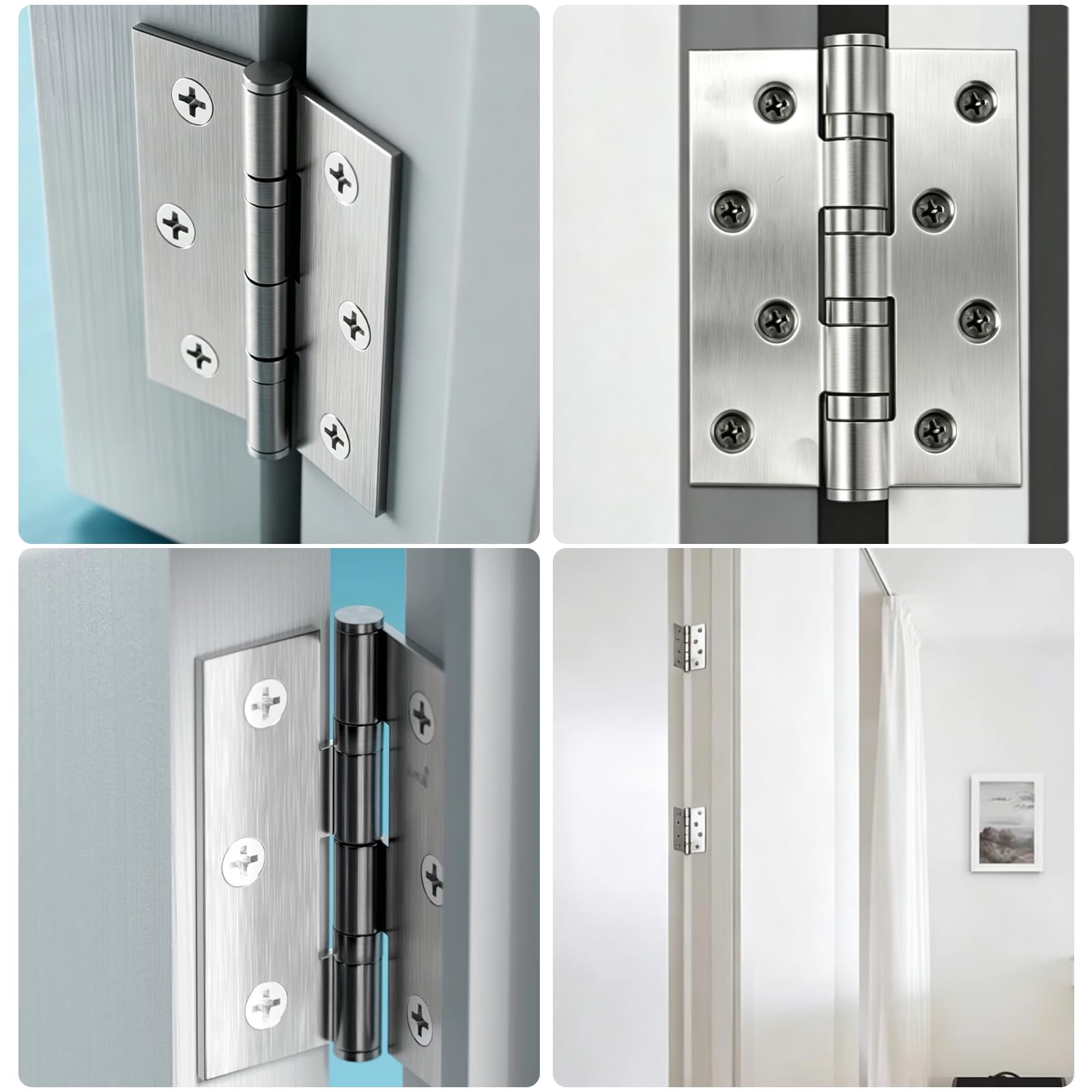 HAISHANG 4 Pièces 70x39mm Charniere Porte Placard pour Meubles avec Vis | Charnière Inox A2 V2A 304 Acier Inoxydable Paumelles Charnière Connecteurs pour Piano Meubles Armoire Porte Tiroir