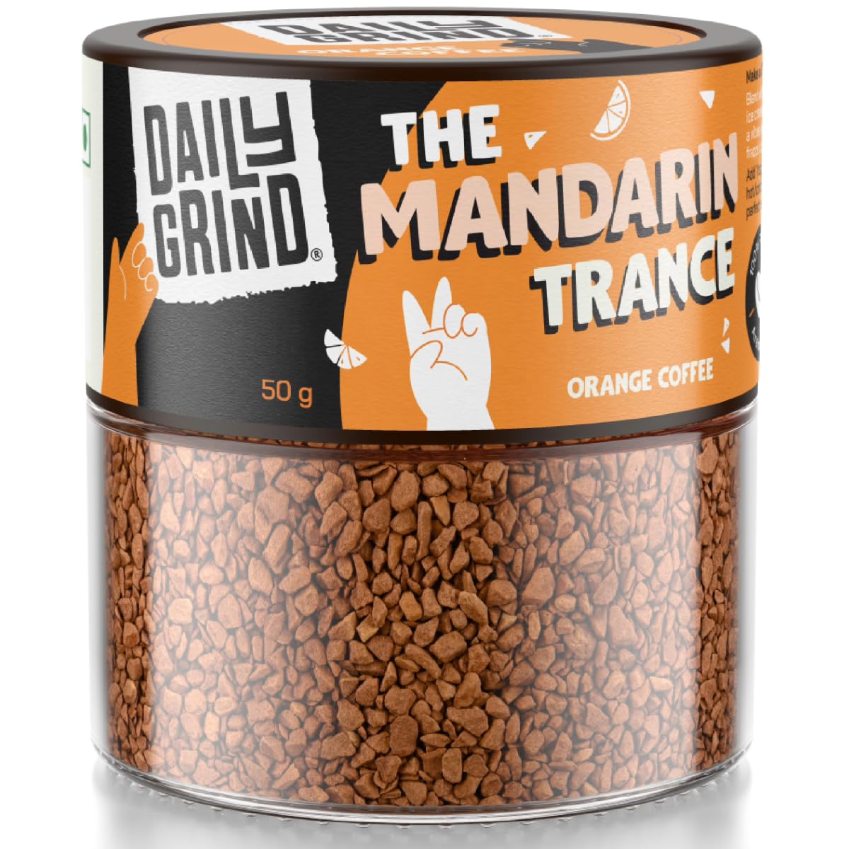 Orange Flavoured Instant Coffee Powder 50g | 100% Arabica Beans - Freeze-Dried | Fresh & Rich Citrusy Coffe for Gifting | Quick Hot or Iced Brews at Home & Office (25 Cups)