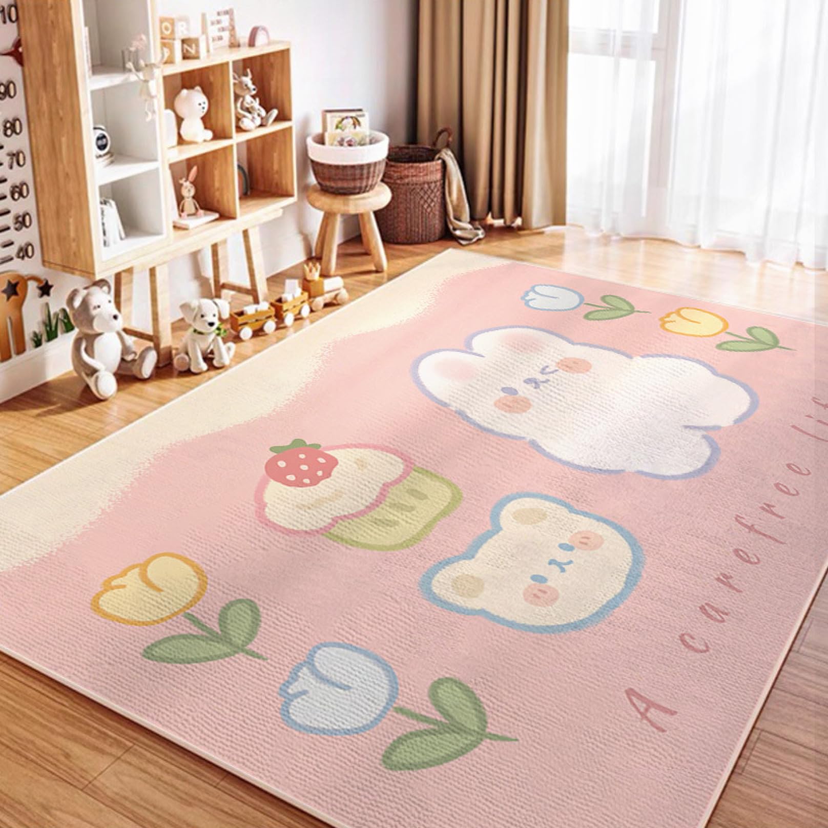ラグ 50x40 猫 型 ラグ ピンク 猫型ラグ 50x40 ピンク 淡いブルー
