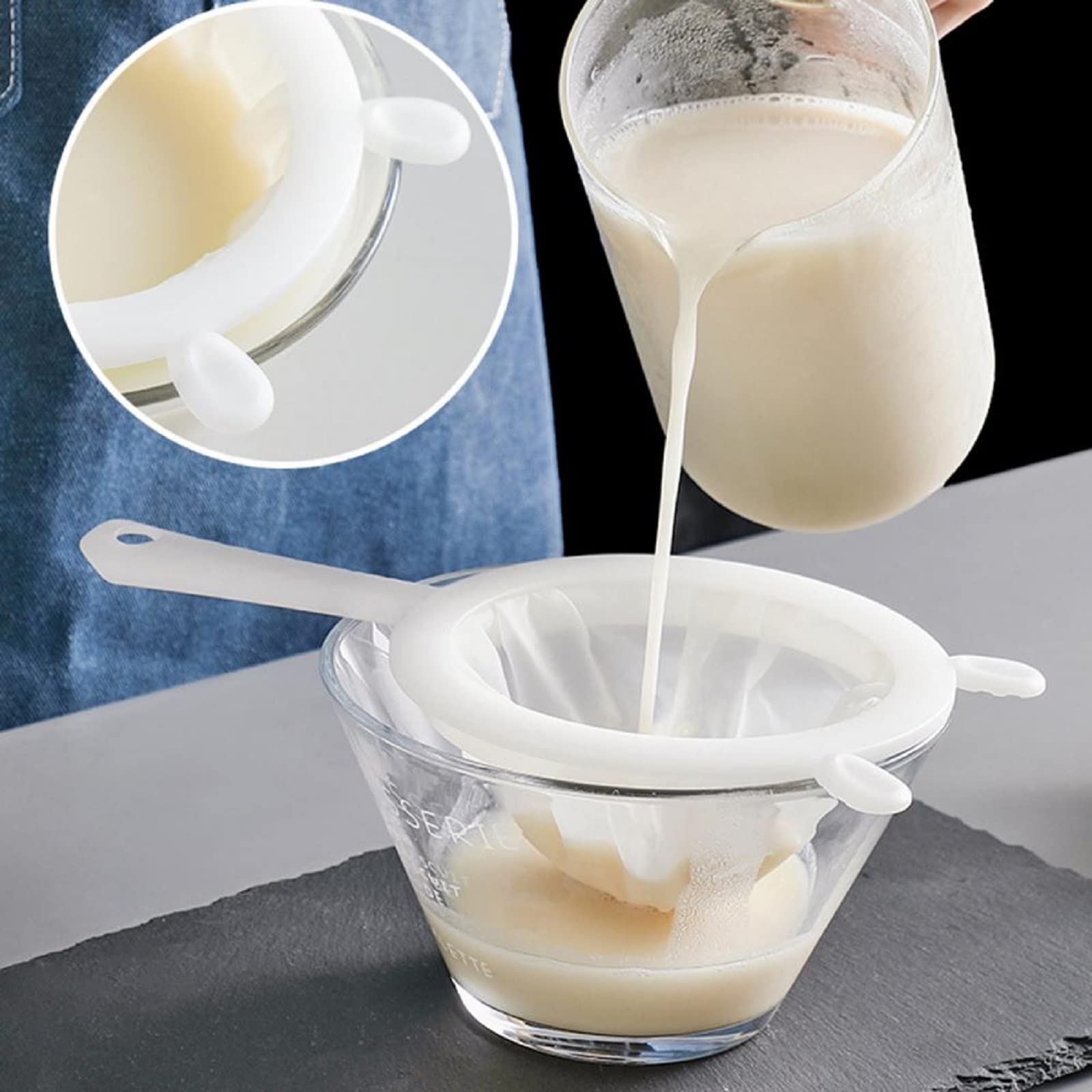 Filtre En Nylon Avec Poignée, 100/200/400 Maille Ultra Fine, Avec Bord Et Poignées Antidérapantes Confortables, Pour Jus, Lait, Café (100 Mailles