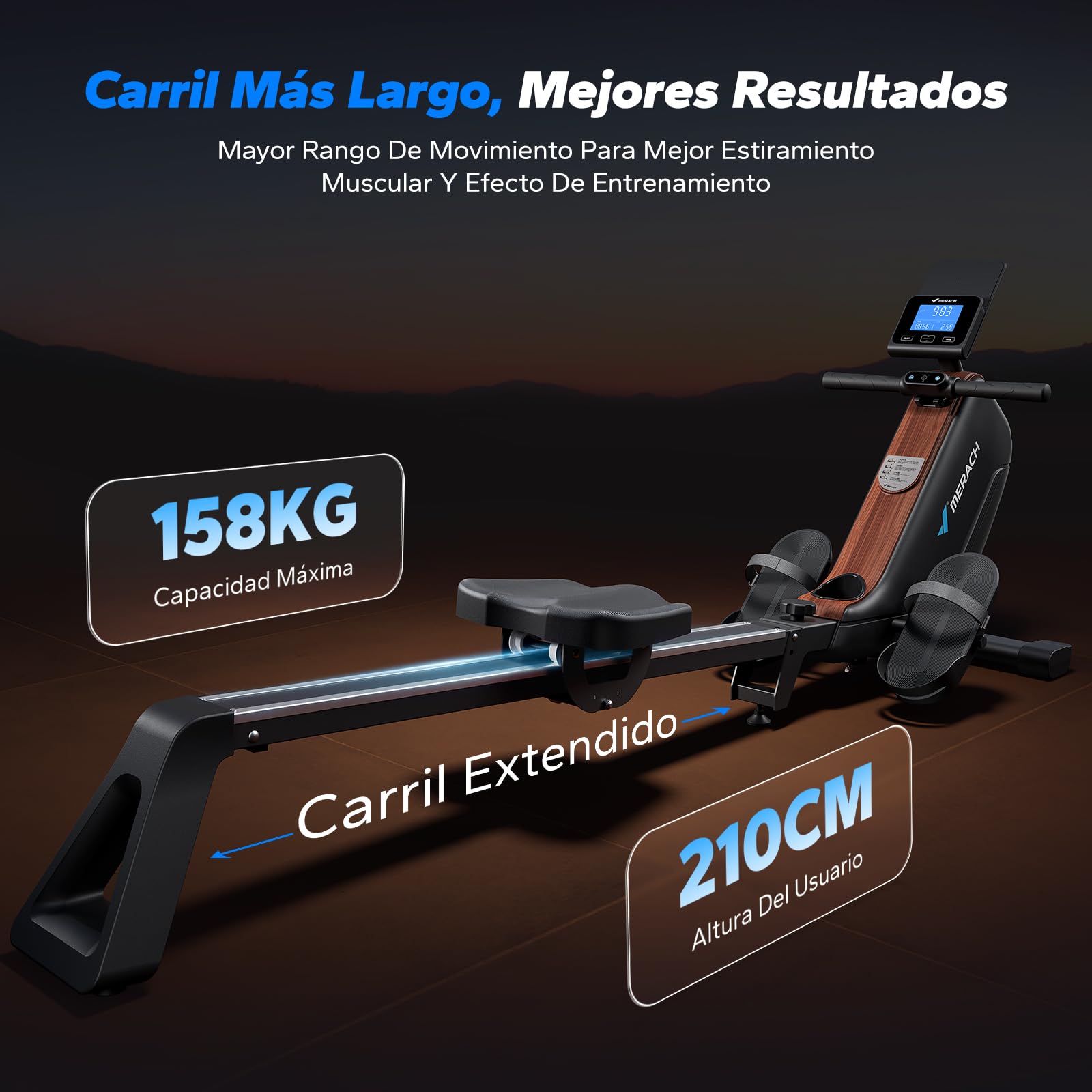 MERACH Máquina de Remo para Casa, Magnética Silenciosa con App Exclusiva, Rieles Guía Mejorados y Extendidos Que Brindan Mayor Libertad de Movimiento, la Mejor Opción para Fitness en Casa