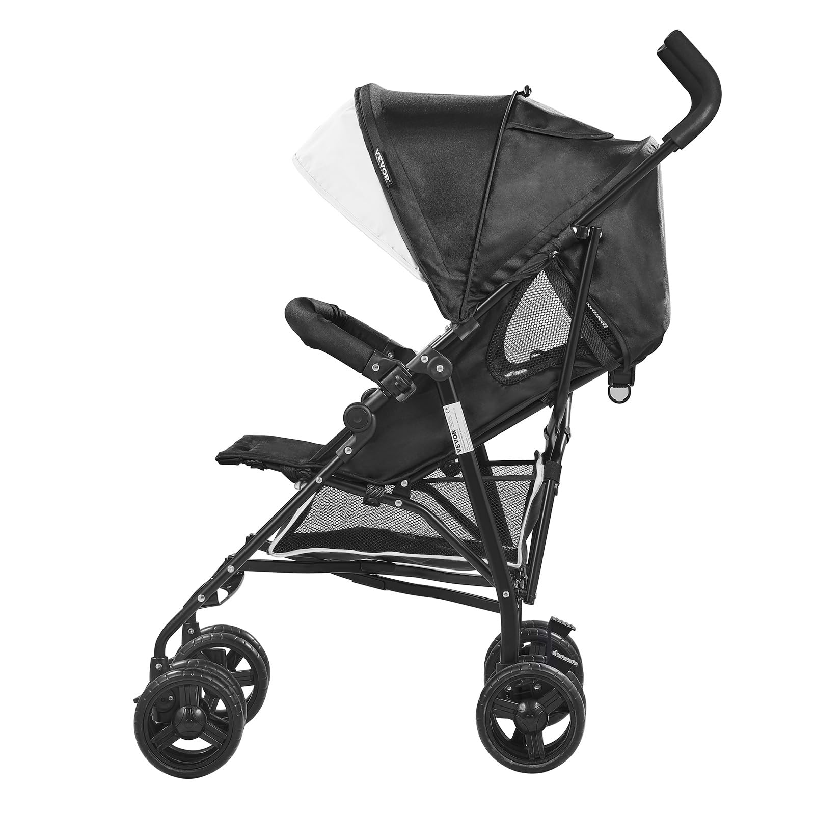 VEVOR Poussette légère pour bébé, poussette pour tout-petit compacte avec dossier inclinable multipositions, cadre en acier au carbone, grand panier de rangement, pour nouveau-né, voyage, noir blanc