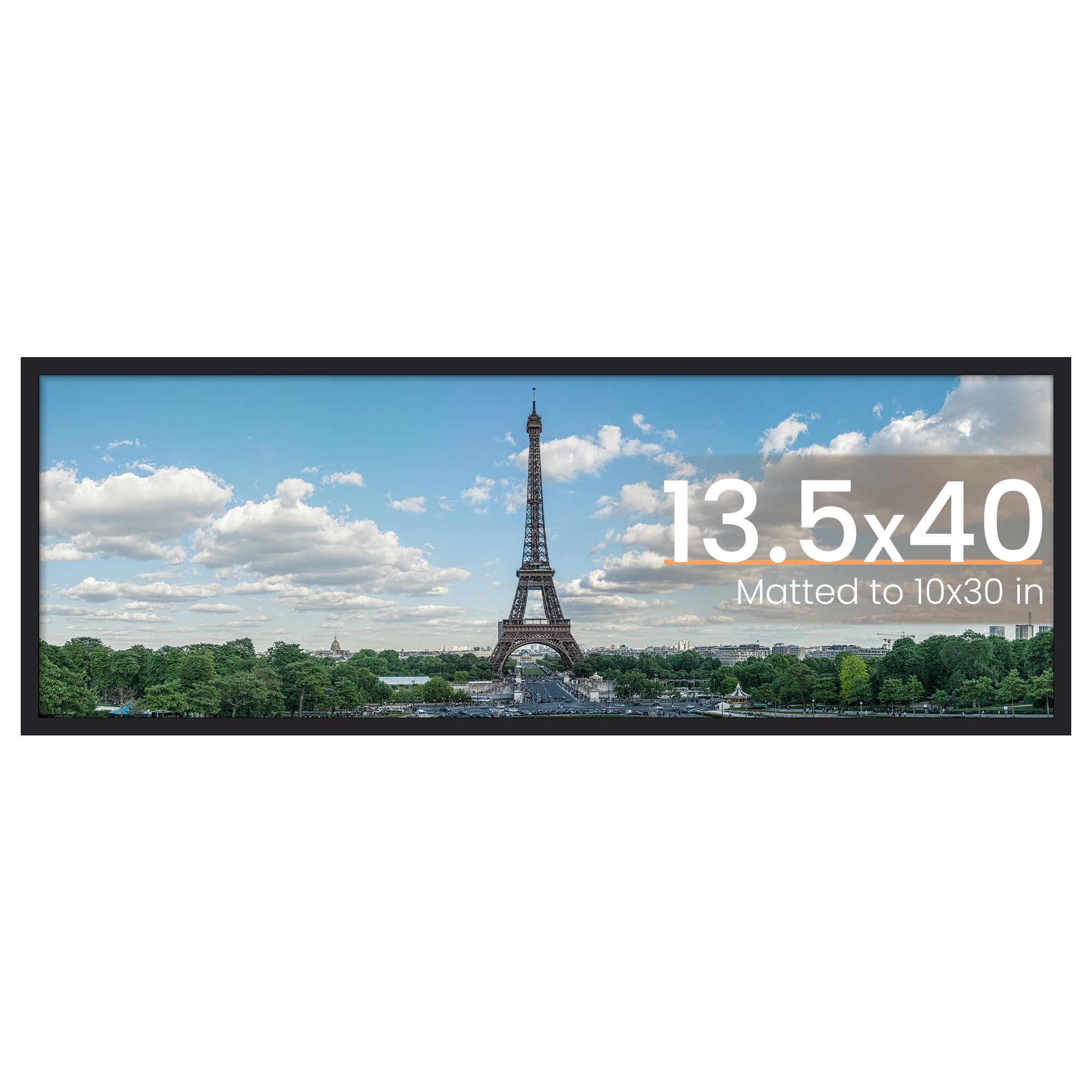 upsimples 13.5x40 Picture Frame, Display Pictures 10x30 with Mat or 13.5 x 40 Without, Wall Hanging Panoramic Frames, Black, 1 Pack
